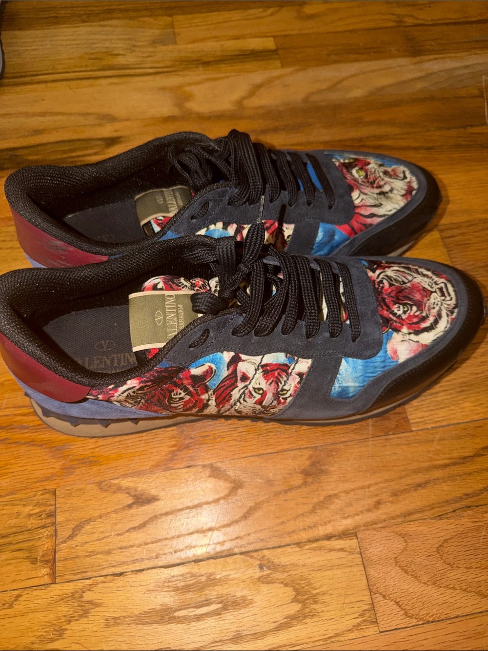 Valentino Navy, Red & Blue Floral Low-Top Sneakers